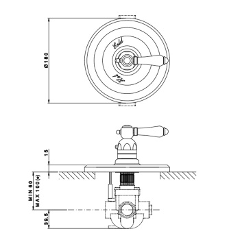 Смеситель для душа Nicolazzi P.M. Blanc Внешняя часть термостата без запорного вентиля на 3/4 4914BZ78
