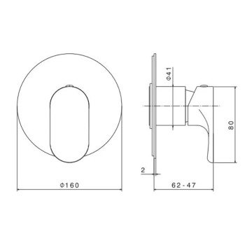 Встроенный однорычажный смеситель OLE для душа Kerama Marazzi на 1 источник черный матовый 69475EKM.01.093