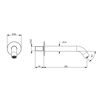 Излив смесителя для раковины Fantini Nostromo 200, настенный, Matt Copper PVD 50 P9 8430