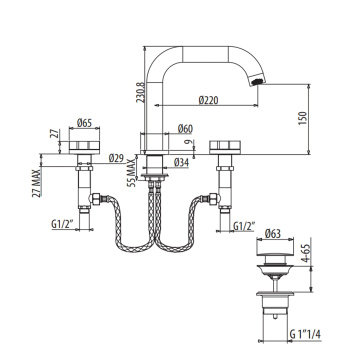 Смеситель для раковины Gattoni Gas GS115/31GA серый