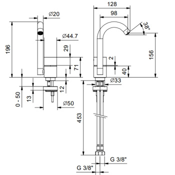 Смеситель для раковины Fantini Aa/27 33 P5 Y004WF черный