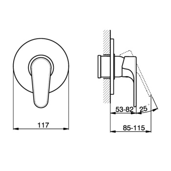 Смеситель встроенный для душа Cisal Alma внешняя часть, хром A300300021