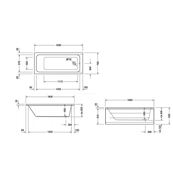 Duravit Комплект слива-перелива для ванны D-Code с боковым выпуском