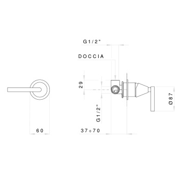 Смеситель для душа встроенный Nicolazzi Flag хром (без внутр части) 4806EXTCR91