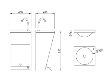 Умывальник Nofer с передней крышкой и кнопкой для слива воды 13044.2.S