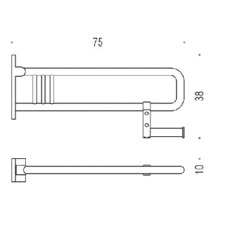 Поручень для инвалидов Colombo Complementi 75см, с держателем для туалетной бумаги., хром B9730.CR