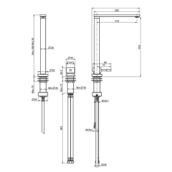 Смеситель для кухни Fima Carlo Frattini Kitchen Ghost, с опускающимся изливом, управление на панели, хром F7037CR
