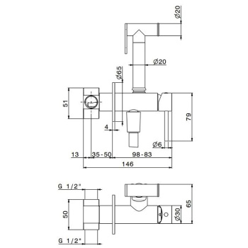 Смеситель с гигиеническим душем встроенного монтажа Kerama Marazzi Ole черный матовый 886KM.01.093