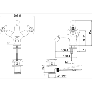 Смеситель для биде Burlington T15-QT хром