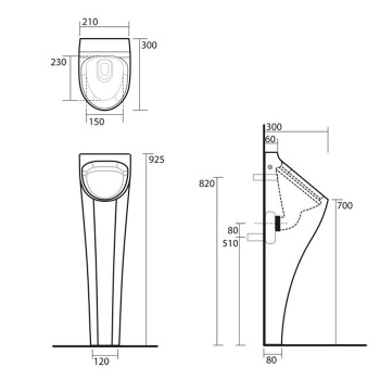 Писсуар напольный в комплекте с сифоном и креплением Kerasan Aquatech белый 373001