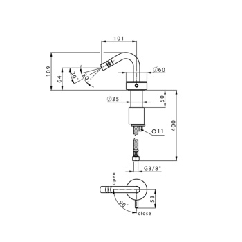 Смеситель для биде Cisal Slim на 1 отв, черный матовый SM00156040