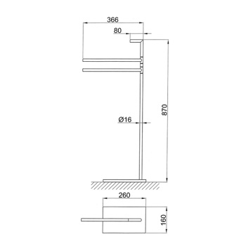 Напольная стойка с полотенцедержателями Fantini Young 366мм
, хром 96 02 7643