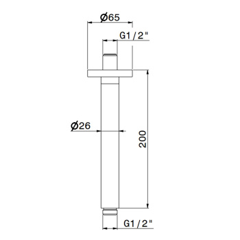 Кронштейн для верхнего душа Newform Xt потолочный., L=200, G1/2, хром 27671.21.018