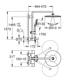 Душевая система GROHE Rainshower SmartActive 310 Mono с термостатом, хром 26657000