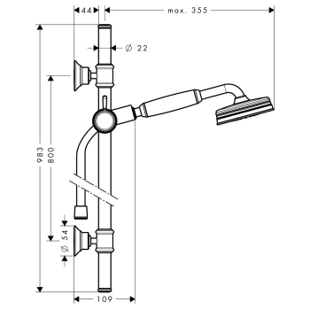 Axor Montreux Душевой набор (ручной душ, душевая штанга, держатель для душа), цвет: полированное золото 27982990