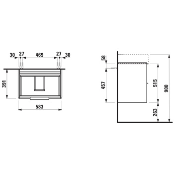 Laufen Base База под раковину 8.1028.3 подвесная 585х390х530 мм, с 2 ящиками, белый матовый