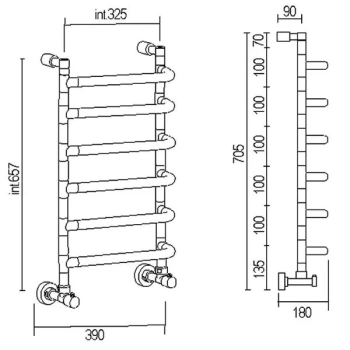 Полотенцесушитель водяной Margaroli Vela 4884706CRND 70.5x39 хром