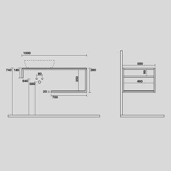 Структура металлическая подвесная Kerasan Louise 100, нерж сталь, с полкой, с отв под раковину,с полотенцедерж, черный матовый 9322k1