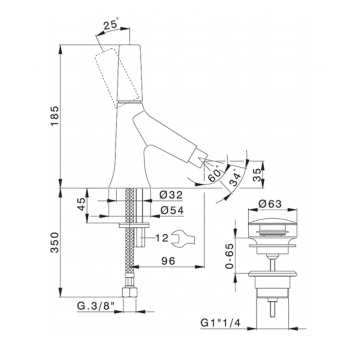 Смеситель для биде Cisal Vita однорычажный, 1 отверстие с донным клапаном, хром VI00055421