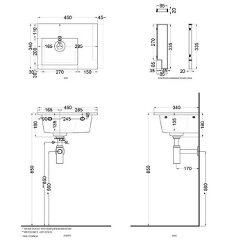 Раковина подвесная Cielo Era ERLA45SF PL 45 см голубой
