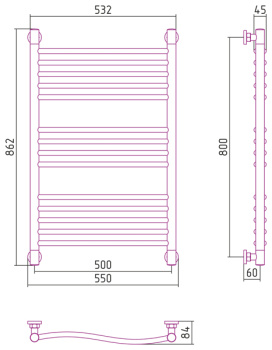 Полотенцесушитель водяной Сунержа Флюид 80x60 00-0222-8060