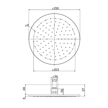 Верхний душ из латуни Fima Carlo Frattini Wellness 250, золото F2621/2OR