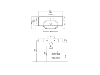 Раковина подвесная\встраиваемая Hatria AREA YXA001