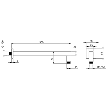 Держатель верхнего душа Cisal Shower настенный, L350 мм, хром DS01333021