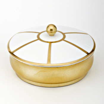 Китайская лакированная коробка с белой керамической крышкой THG Ithaque Decor Or A7A-A02-4623 золото