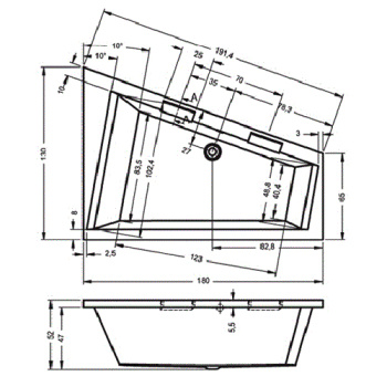 Акриловая ванна Riho 180x130 BA9000500000000 (B033001005)
