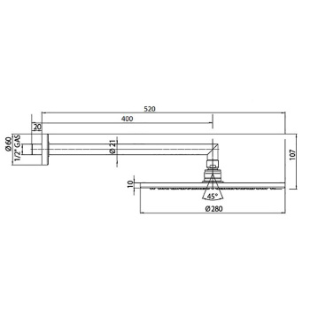 Bossini Верхний душ Cosmo &Oslash; 280 mm с кронштейном 400 mm, черный матовый H70596I.073