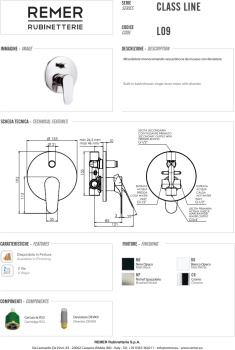 Смеситель для ванны Remer Class Line  встраиваемый L09