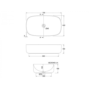 Раковина накладная Scarabeo Moon 72 белая 5502
