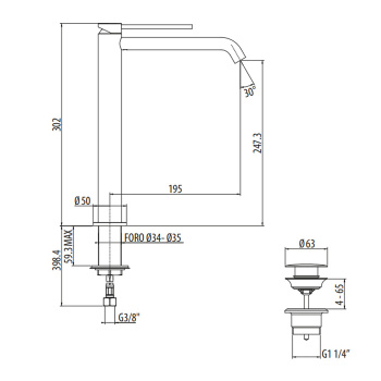 Смеситель для раковины высокий Gattoni Circle Two 302 9148/91BO белый