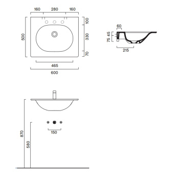 Раковина консоль Catalano Sfera 60x50, с 1 отв, черный матовый 520611022