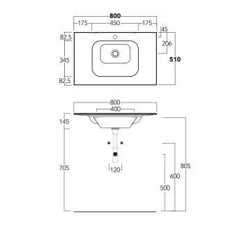 Раковина подвесная Simas Wave WA80 bi*1 80 см белый