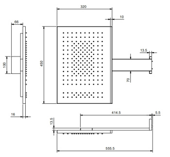 Верхний душ Fantini Acquafit 30х45 см,светодиоды, хромотерапия, Блестящая натуральная сталь 79 38 K031B