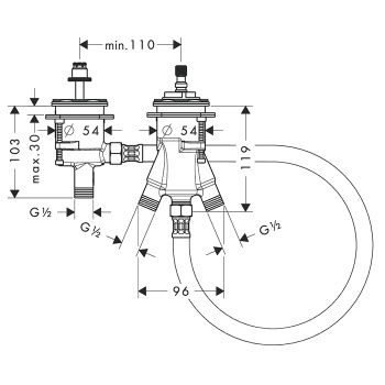 Внутрення часть, Hansgrohe, назначение-смеситель термостатический для ванны