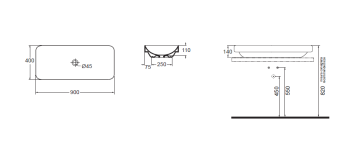 Раковина накладная Azzurra Elegance Soft 90х40см без отв. под смеситель, белый ELLG090400S0BI/(ESO90 bi)*0
