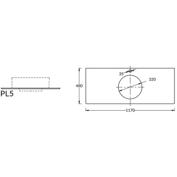 Столешница из керамогранита для накладных раковин Риальто Kerama Marazzi Plaza 120 бежевая PL5.SG560420R\120