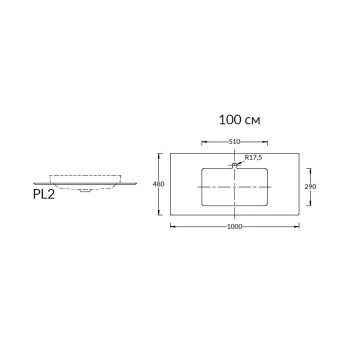 Столешница из керамогранита Kerama Marazzi Plaza Риальто 100 серая PL2.VT93\100