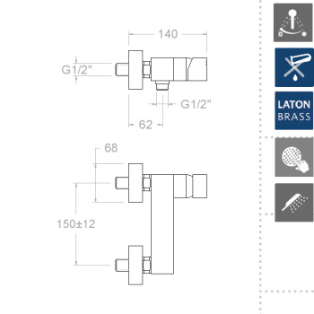 Смеситель термостатический Ramonsoler для душа с душевым комплектом 4728MK