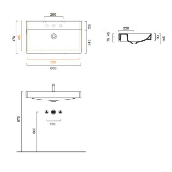 Раковина Catalano Green 80х47, без отв, белый глянцевый 420800001