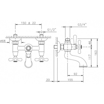 Смеситель для ванны Nicolazzi  под душевую стойкуN.B. 2500BZ