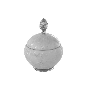 3SC Elegance Баночка универсальная, D=15/h18 см, с крышкой, настольная, цвет: мрамор botticino/хром EL48ABTSL