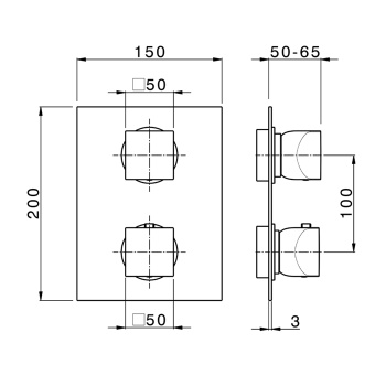 Смеситель встраиваемый Cisal Hi-Rise настенный, термостатический, с переключателем на 3 положения, внешняя часть, хром RI01920021