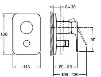 Смеситель встраиваемый для ванны 2 выхода Jacob Delafon Aleo+ E98718-CP