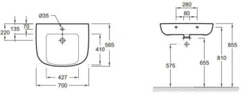 Раковина 70 см Jacob Delafon Odeon Up E4495-00