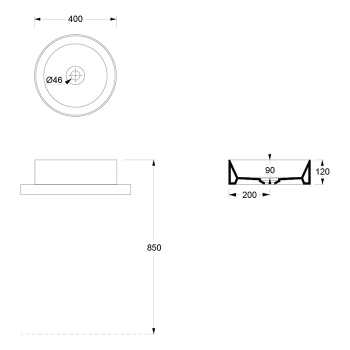 Раковина накладная Alice Spy Round & 40хВ12, без отверстия под смеситель, белый матовый, 34230109