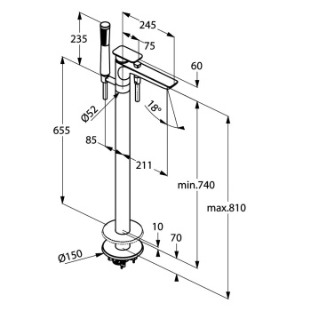 Смеситель для ванны Kludi E2 495900575